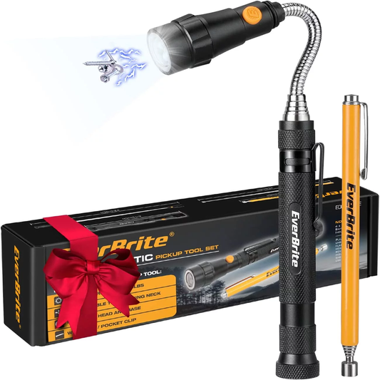 Skorter | 2 Pack Magnetic Pick-Up Tool Set, Telescopic 360 Swivel Expandable Magnetic Tool with LED Light
