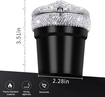 Skorter | eing Car Ashtray Portable Bling Cigarette Smokeless Cylinder Cup Holder with Blue LED Light Indicator, Car Accessories for Women, Ideal for Car, Home and Office, Black
