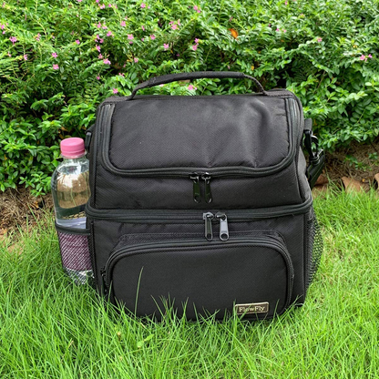 Skorter | Flowfly Double Layer Cooler Insulated Lunch Bag Adult Lunch Box Large Tote Bag For Men, Women, With Adjustable Strap, Front Pocket And Double Large Mesh Side Pockets, Multicam