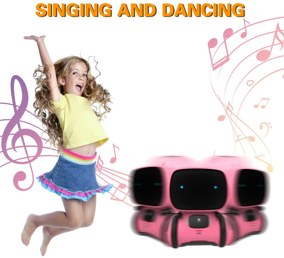 Skørter | 98K Kids Robot Toy, Smart Talking Robots Intelligent Partner and Teacher with Voice Control and Touch Sensor, Singing, Dancing, Repeating, Gift for Boys and Girls from 3 years and up
