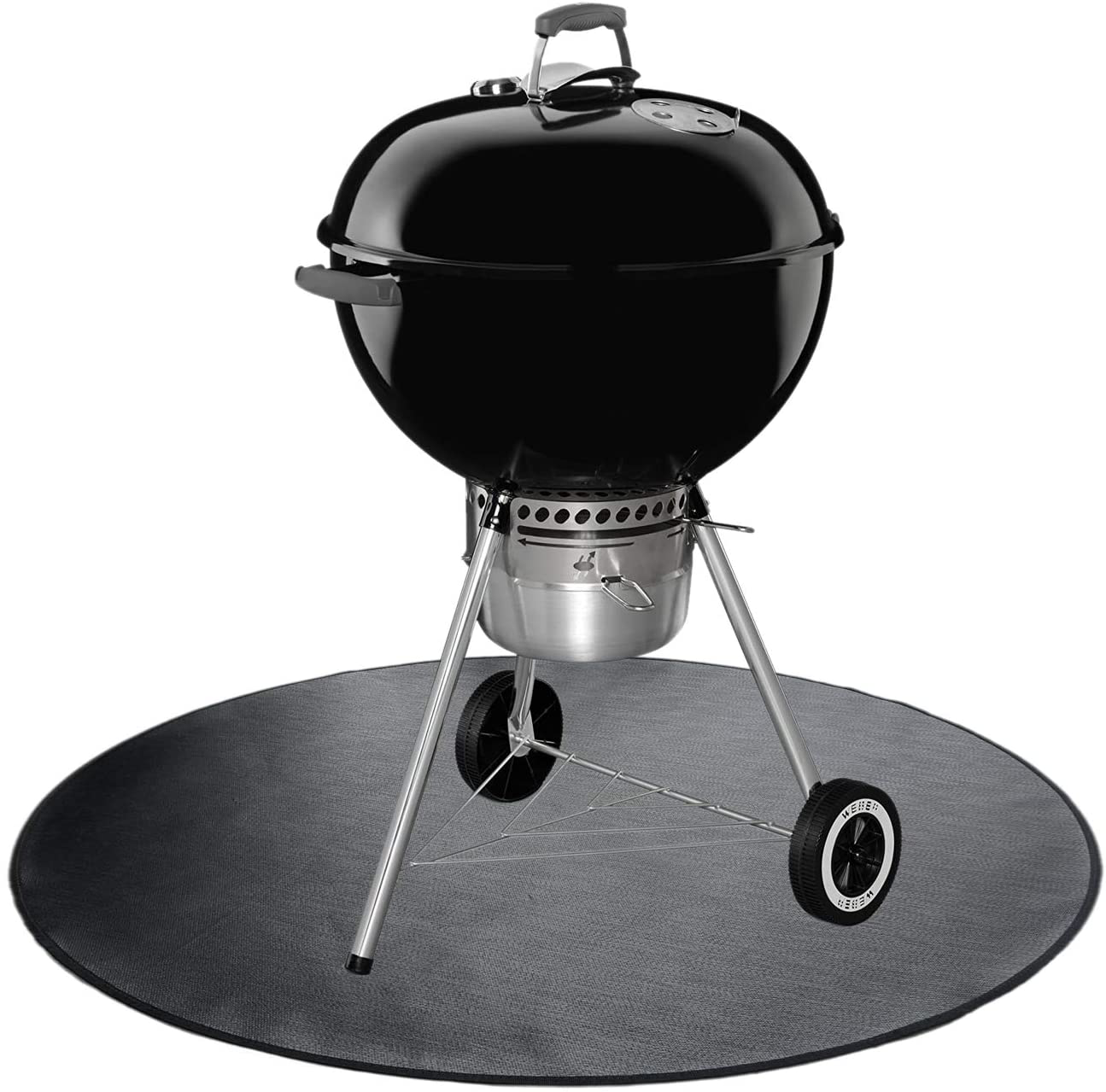 Skørter | Round Ember Mat for Under Grill Fireplace, Fireplace Mat for the Terrace, Flame Retardant Heat Resistant BBQ Gas Grill Air Fryer Protective Mat for Patio Grass Area Outdoor Campsite Fire Safe Pad Black (36")