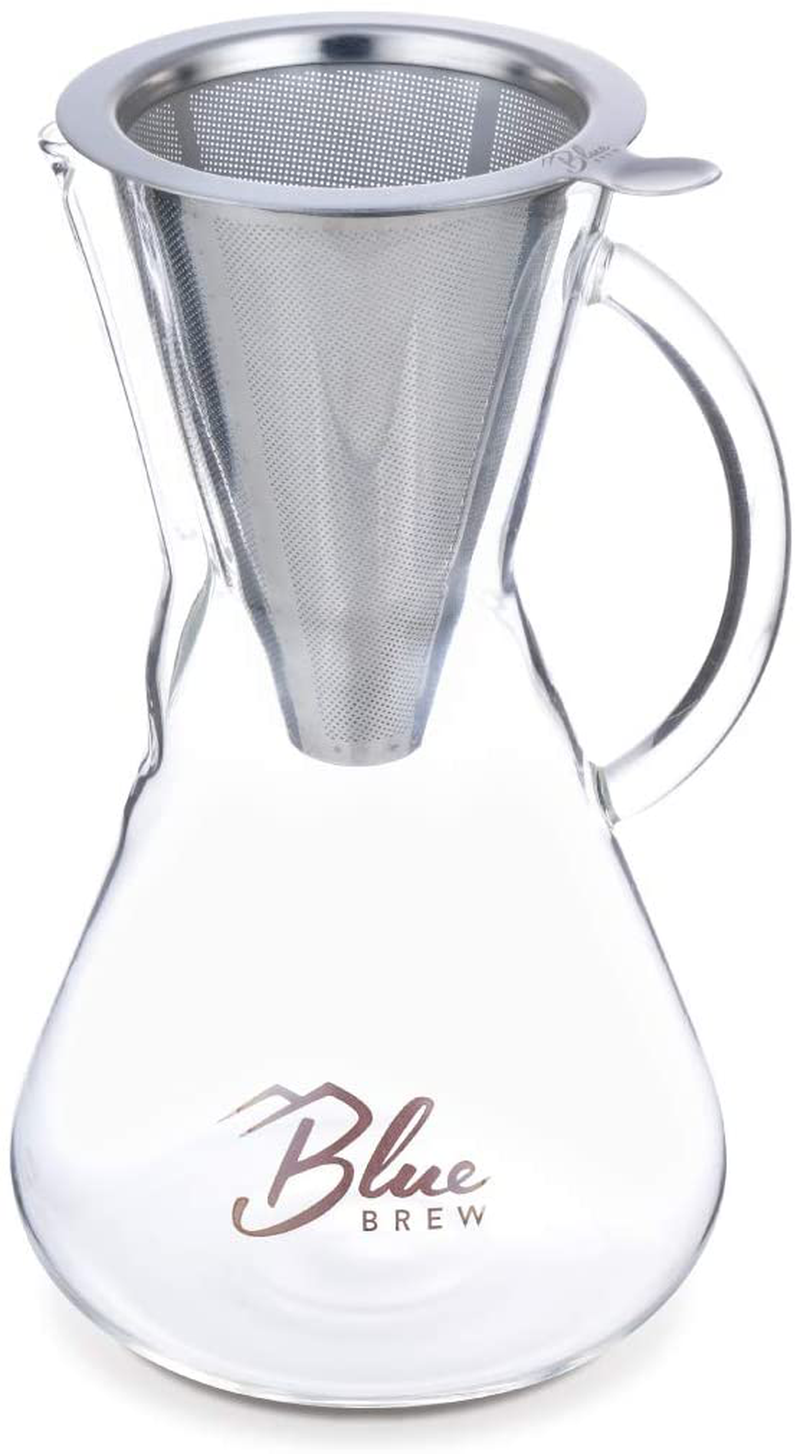 Skorter | Blue Brew BB1011 Pour Over Brewer - Coffee Machine Jug with Permanent Filter - 15oz