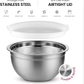 Skørter | Premium Stainless Steel Mixing Bowls with Tight Lids (Set of 5) Stackable Bowls for Space-Saving Storage, Easy Grip & Stability Design Mixing Bowl Set Versatile for Cooking, Baking, & Food Storage