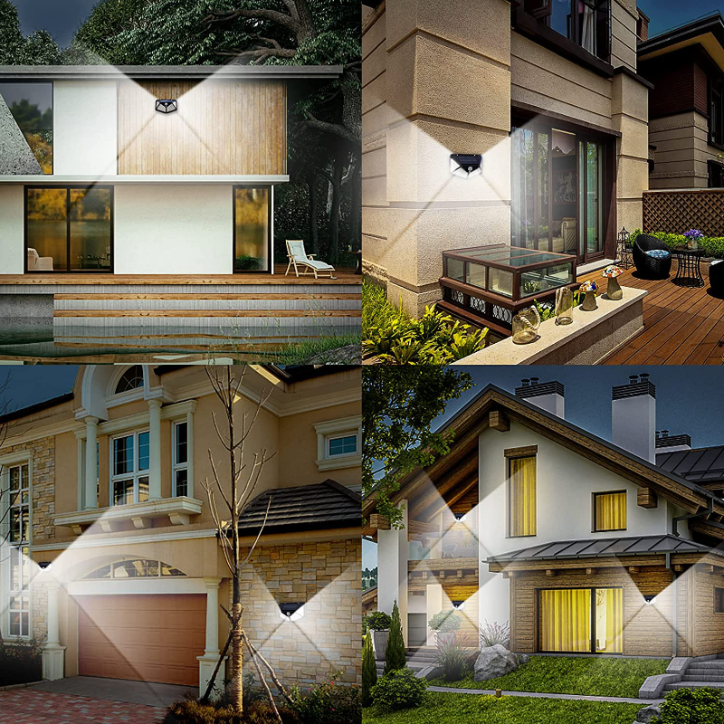 Skørter | 6 Pack Solar Outdoor Lights, 100LED/3 Modes 270° Lighting Angle Motion Sensor Security Lights, Wireless IP65 Waterproof