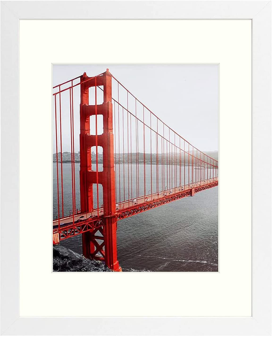 Skorter | Frametory, 11x14 Picture Frame - Made to Display Pictures 8x10 with Mat or 11x14 Without Mat - Wide Profile - Pre-installed Wall Mounting Hardware (White, 1 Pack)