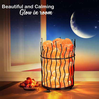 Skørter | Himalayan Salt Basket Lamp - Amber Glow