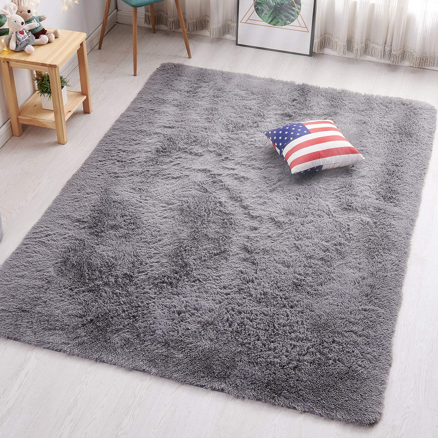 Skørter | PAGISOFE Ultra Soft Fluffy Shag Area Rugs for Bedroom, Fluffy Silver Rugs for Children's Room, Girls' Room, Baby Room, Kids' Room Decor, Floor Fuzzy Rugs for Living Room, 4x5.3 Feet, Light Gray Rug
