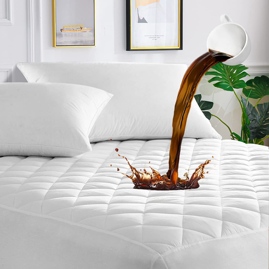 Skorter | Unilibra 100% waterproof quilted mattress protector Cal King size, 6''-25'' deep pocket mattress protector cover, breathable, hollow cotton alternative filled mattress topper