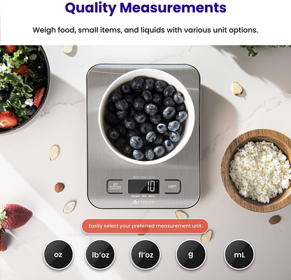 Skorter | Etekcity Nutrition Kitchen Scale, Digital Gram and Ounce for Weight Loss, Baking, Cooking, Keto and Meal Prep, Large, 304 Stainless Steel