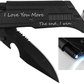 Skørter | Engraved Hunting Pocket Knife, I Love You More, Pocket Knife for Men with 6 Functions, LED Light, Fire Starter, Bottle Opener, Belt Cutter, Glass Breaker, Men’s Pocket Knife