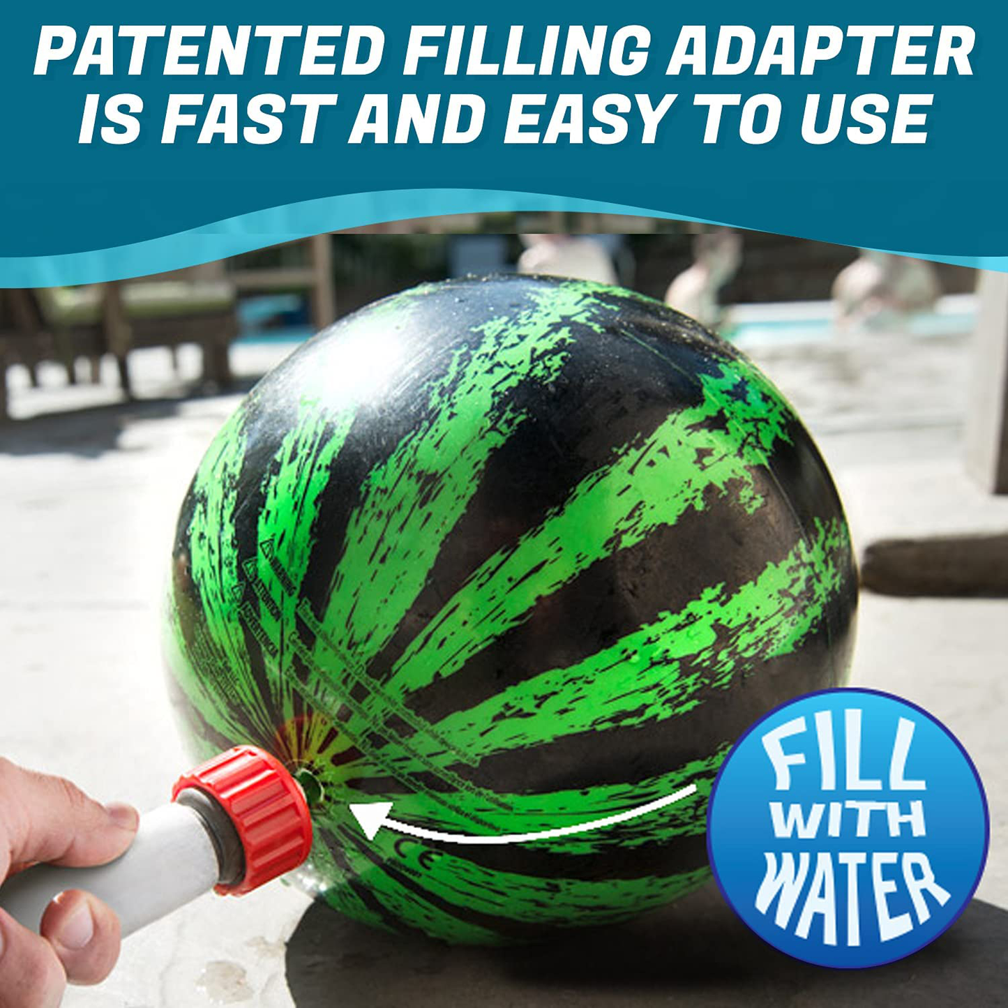 Skorter | Watermelon ball – The ultimate swimming pool game | Pool ball for underwater passing, dribbling, diving, and pool games for teenagers, children, or adults | 9-inch ball filled with water