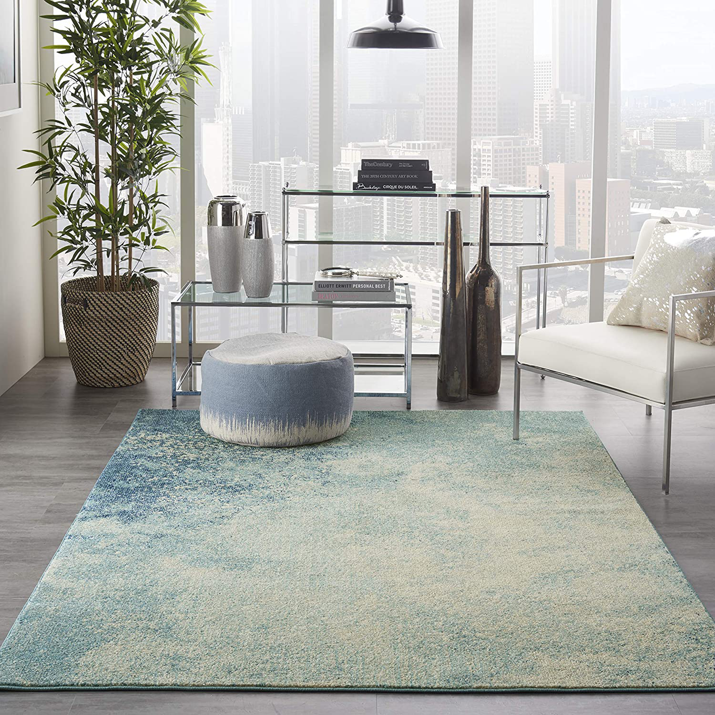 Skørter | Nourison Passion Bohemian Abstract Marine/Light Blue 3'9" x 5'9" Carpet, (4' x 6')