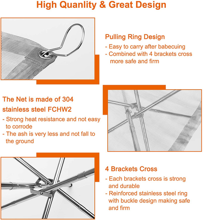 Skørter | Hoedia Portable Fire Pit Outdoor 16.5 Inch Camping Fire Pit Foldable, Steel Mesh Fire Pits for Camping, Outdoor, Patio, Backyard and Garden (Silver)