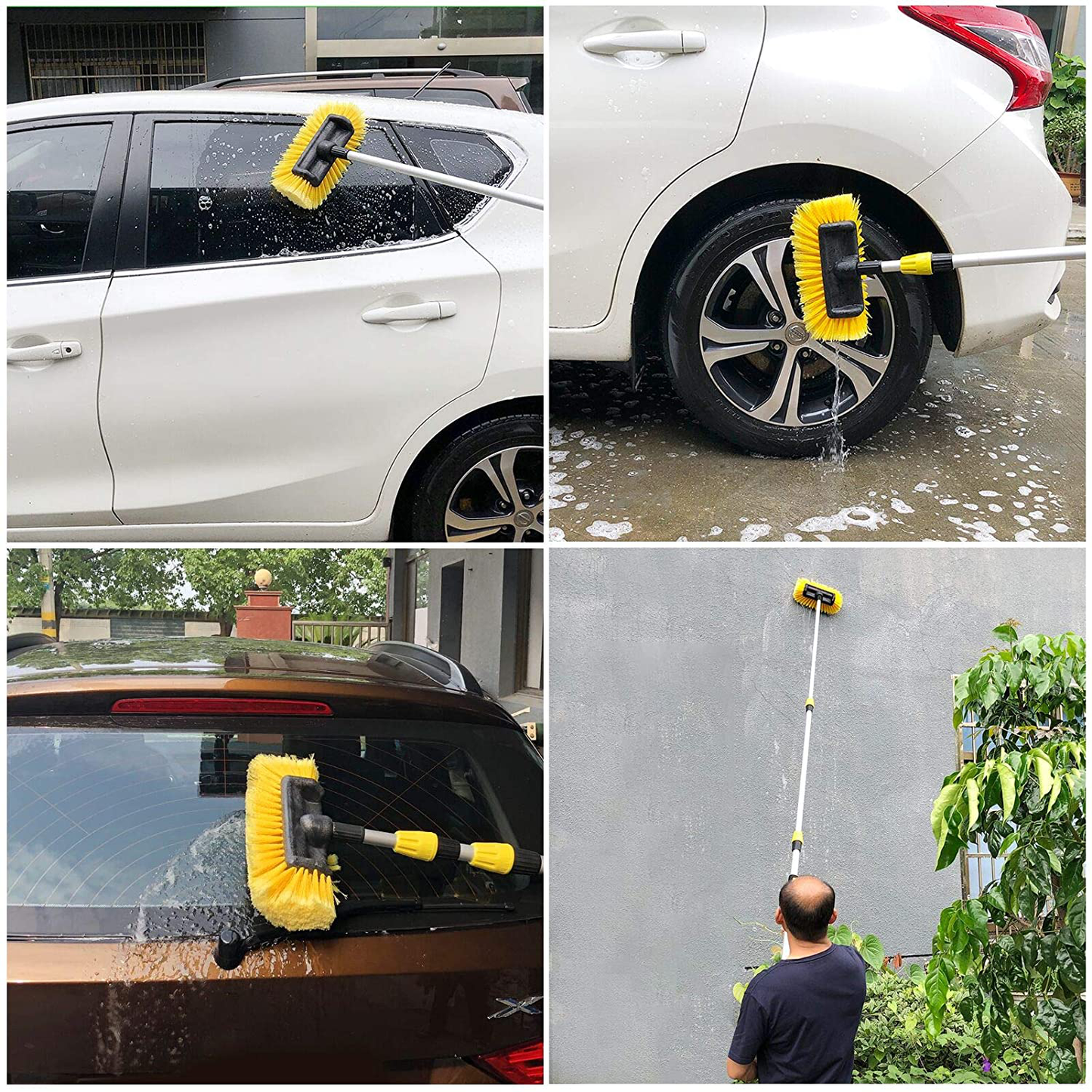 Skørter | Buyplus Car Wash Brush with Long Handle - 12 Foot Telescopic Flow Message Car Wash Brush with Hose Attachment, Soft Bristle Head for RVs, Trucks, No Scratch Dip Car Cleaning Water Brush