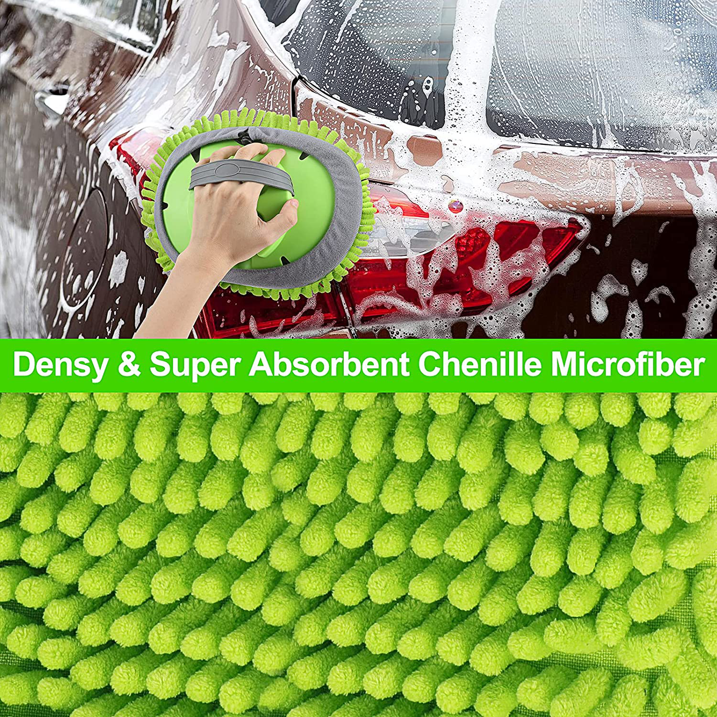 Skorter | Wontolf 62'' Car Wash Mop Brush Set Glove With Long Handle Window Cleaner Car Duster Long Handle Microfiber Towels Cleaning Cloth Car Wash Equipment For Rv Suv Cars 9pcs