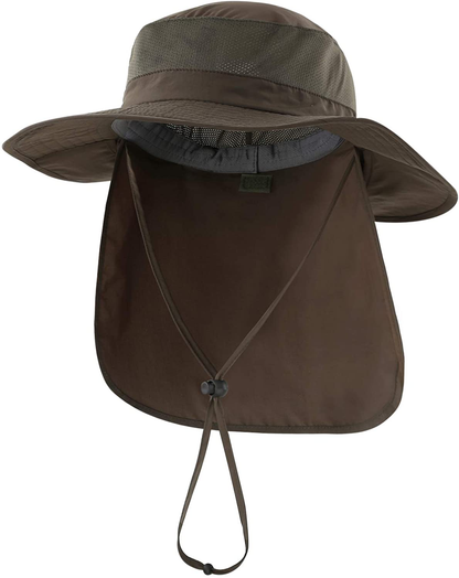 Skorter | Outdoor Upf50+ Mesh Sun Hat Wide Brim Fishing Hat With Neck Flap
