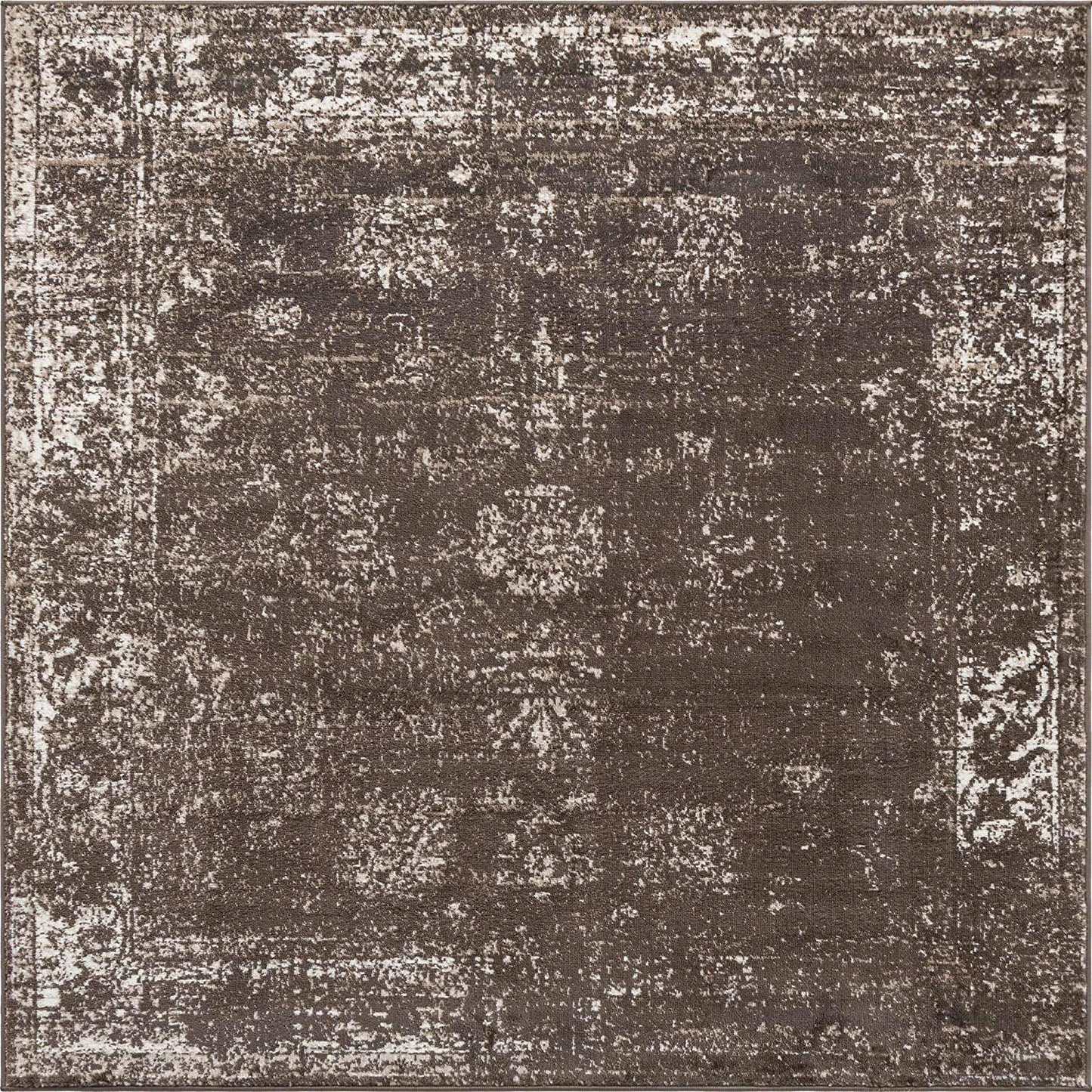 Skørter | Unique Loom Sofia Collection Area Traditional Vintage Rug, French Inspired Perfect for All Home Decor, 6' 0 x 6' 0 Square, Brown/Ivory