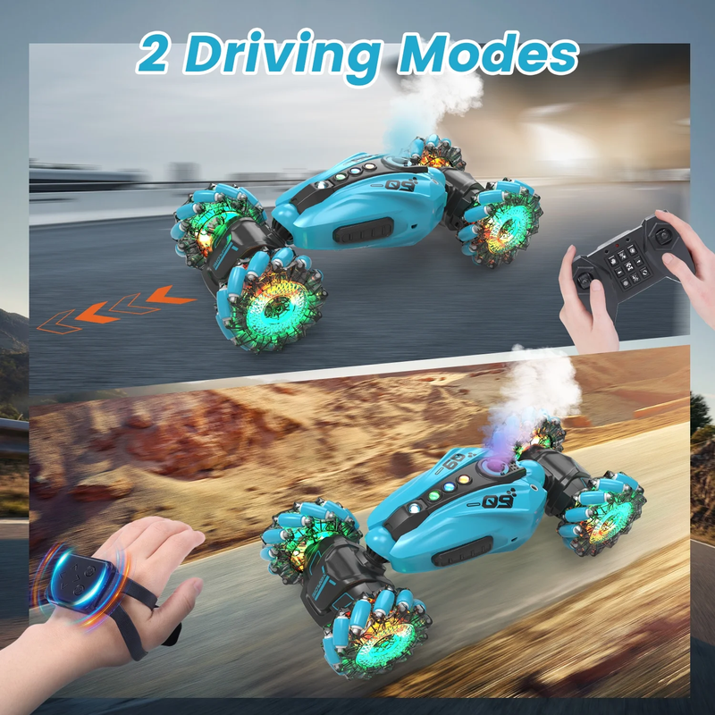 Skørter | 1:12 RC 2.4Ghz 4WD Hand Controlled RC Car with 360° Rotation, Spray, Lights and Music