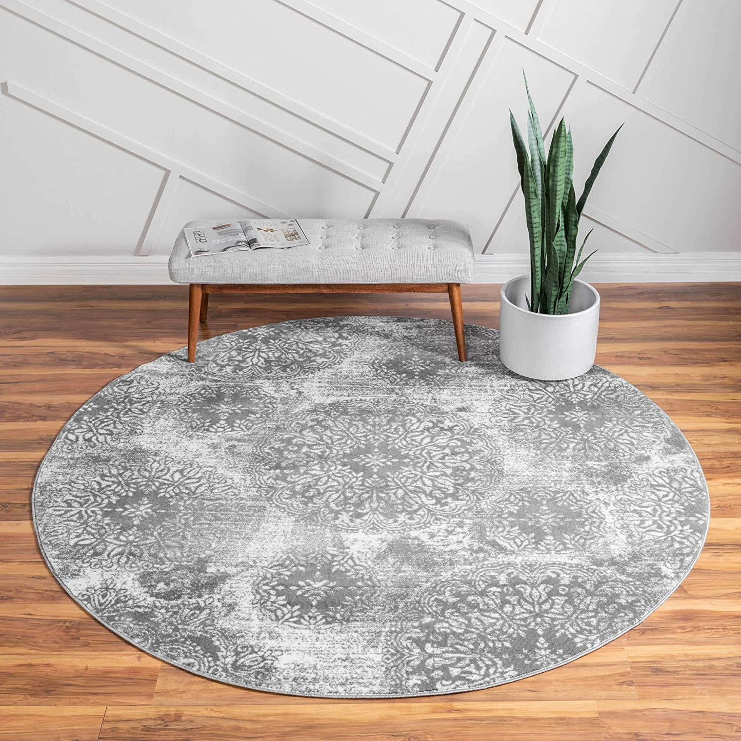 Skørter | Unique Loom Sofia Collection Area Traditional Vintage Rug, French Inspired Perfect for All Home Décor, 3' 3 x 5' 3 Rectangular, Gray/Ivory