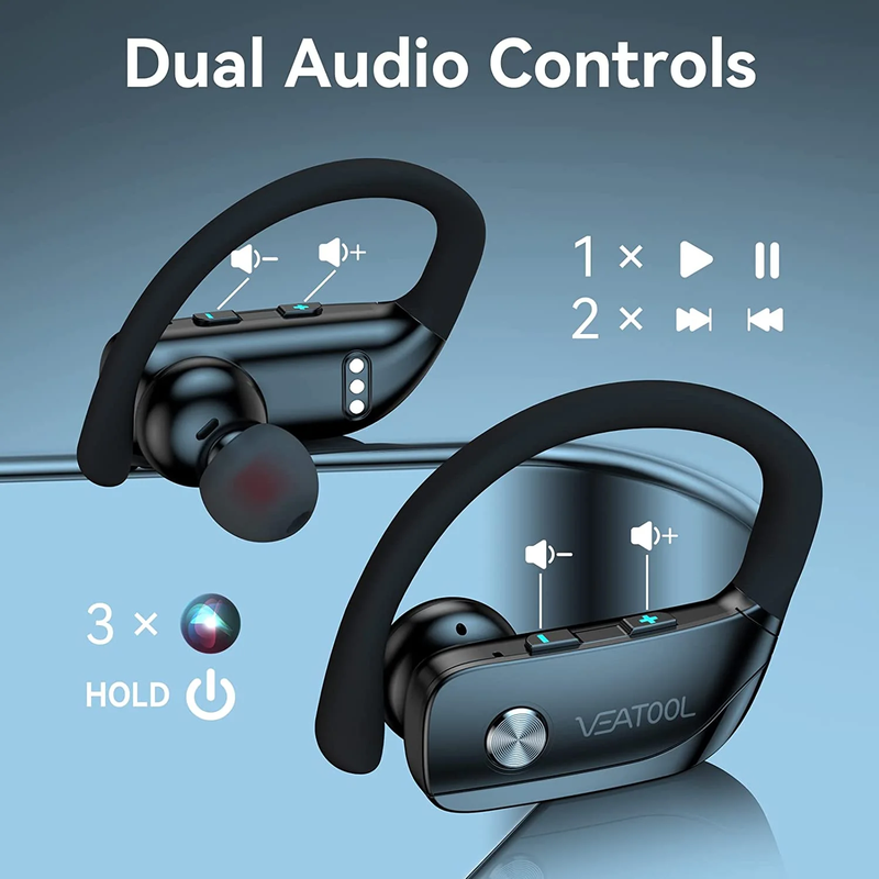 Skorter | LED Screen Over-Ear Wireless Earbuds Bluetooth Headphones 48 Hours Gaming With Built-in Microphone