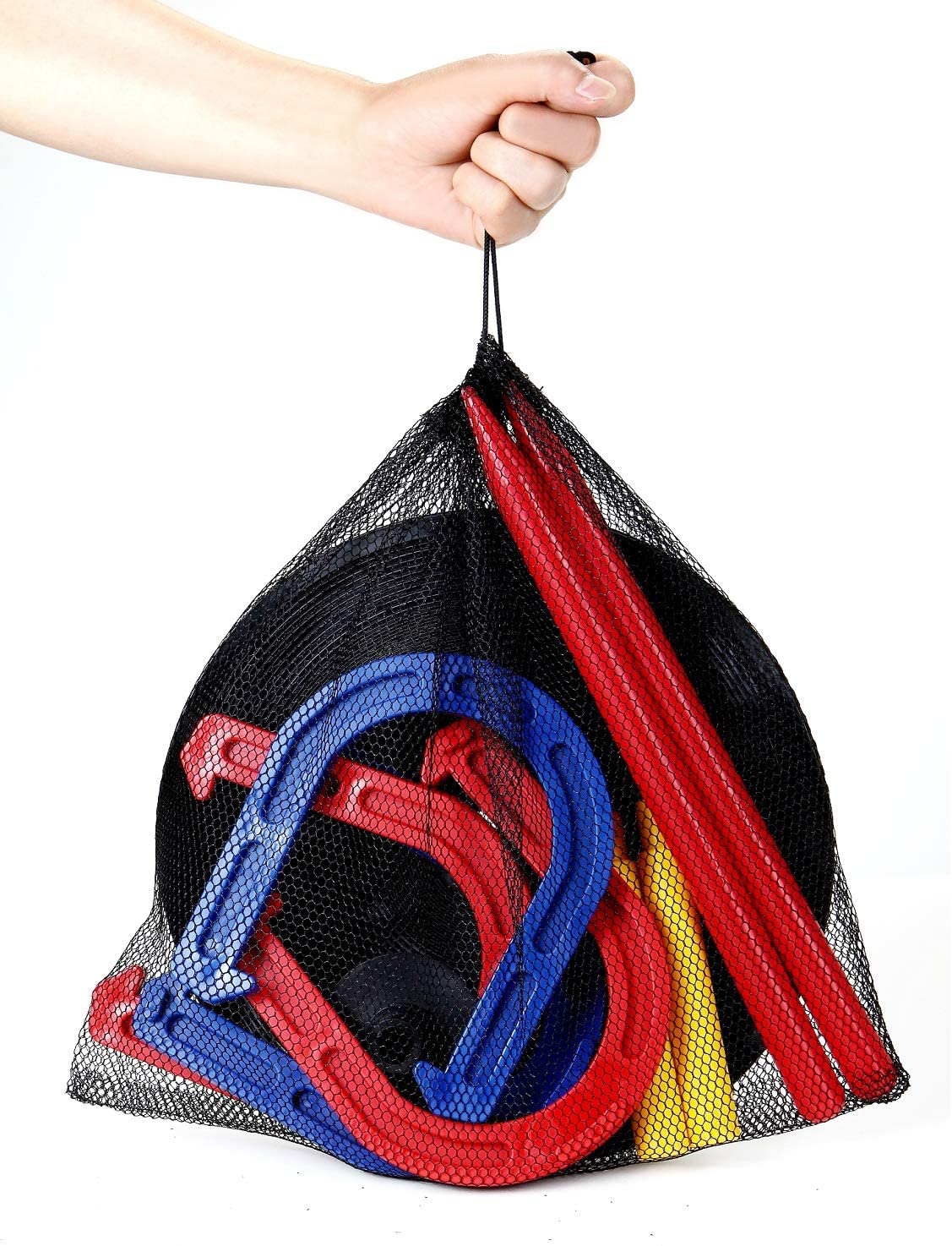 Skørter | Win SPORTS Outdoor Indoor Rubber Horseshoe Set Includes 4 Horseshoes, 2 Plugs, 2 Rubber Mats, 2 Red Plastic Plugs, Beach Game Perfect for Tailgating, Camping, Backyard, Fun for Kids Adults