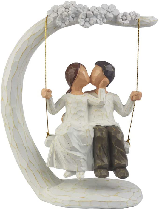 Skørter | Romantic couple figurines in love, 9 inch hand-painted sweet loving together couple sculpture to commemorate beautiful moments - Best gift for Valentine's Day, anniversary, wedding