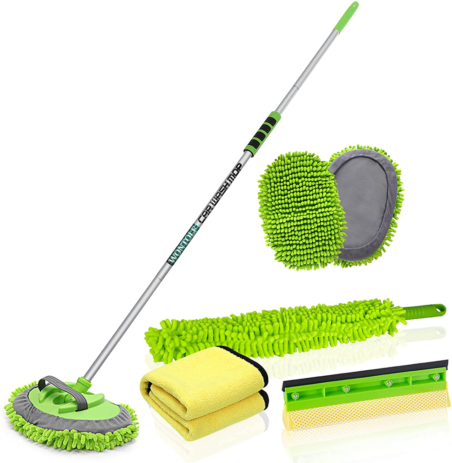 Skorter | Wontolf 62'' Car Wash Mop Brush Set Glove With Long Handle Window Cleaner Car Duster Long Handle Microfiber Towels Cleaning Cloth Car Wash Equipment For Rv Suv Cars 9pcs