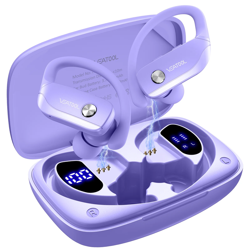 Skorter | LED Screen Over-Ear Wireless Earbuds Bluetooth Headphones 48 Hours Gaming With Built-in Microphone