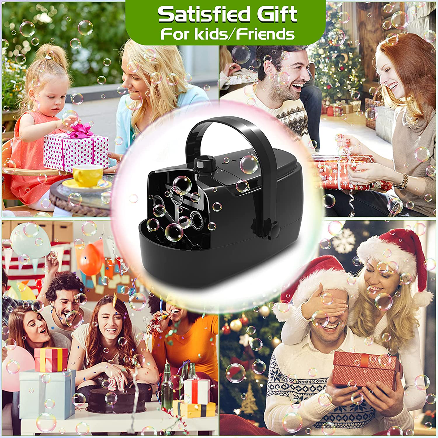 Skorter | Bubble Machine Durable Automatic Bubble Blower, 4800+ Bubbles Per Minute Bubbles for Children Toddlers Bubble Maker Powered by Plug-in or Batteries Bubble Toys for Indoor Outdoor Birthday Party