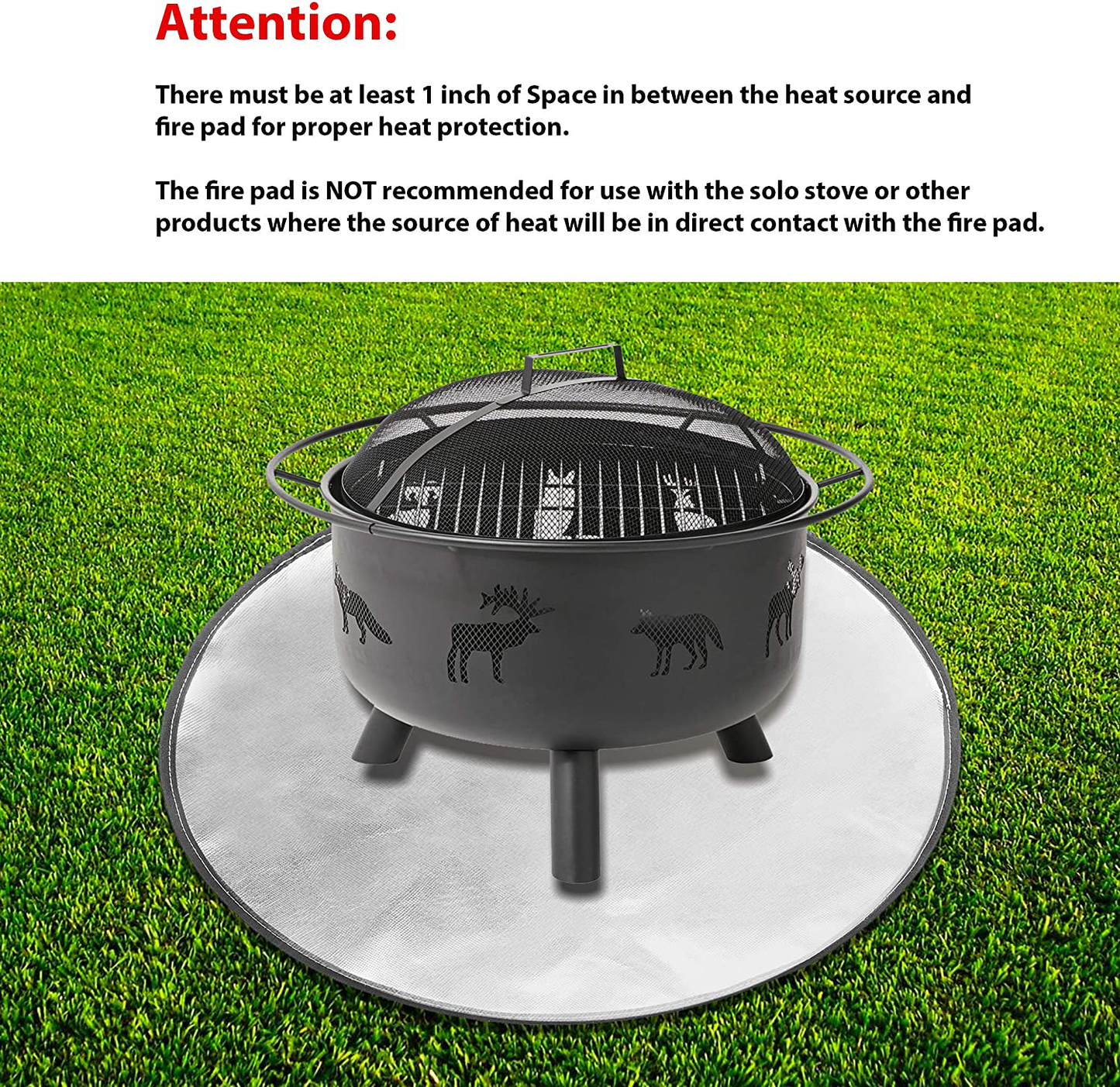 Skorter | 32'' Fireproof Mat for Outdoor Patio and Terrace Protection | Firepit Fire Resistant Protective Flooring or Ground Protection | BBQ Grill Mat with Flame Retardant Material to Protect Wooden Terrace and Veranda