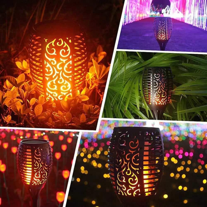 Skørter | 4 Pack LED Solar Torch with Flaming Happiness Outdoor Waterproof, Automatic On/Off Solar Garden