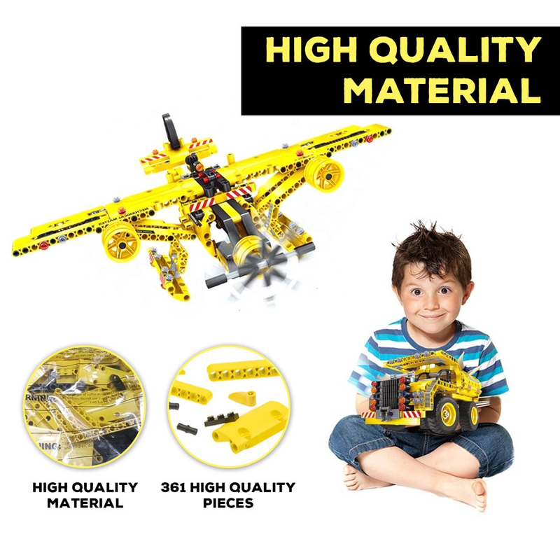 Skørter | 2-in-1 Dumper or Fly - 361 Pieces Creative Block Engineering Building Blocks Set