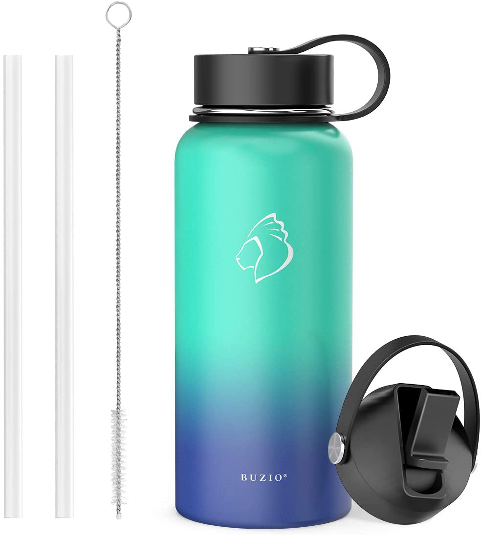 Skorter | BUZIO Insulated Water Bottle with Straw Lid and Flex Cap, 32oz, 40oz, 64oz, 87oz Modern Double Vacuum Stainless Steel Water Bottle, Cold for 48 Hours Hot for 24 Hours Easy Thermos Mug, BPA-Free