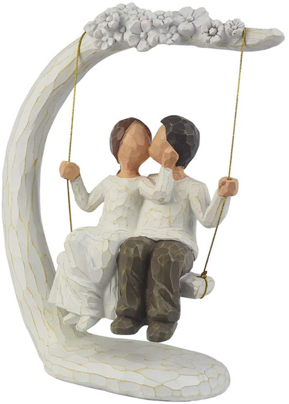 Skørter | Romantic couple figurines in love, 9 inch hand-painted sweet loving together couple sculpture to commemorate beautiful moments - Best gift for Valentine's Day, anniversary, wedding