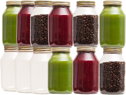 Skorter | Ehomea2z Mason Glass 32 Oz with Lid Regular Mouth (12 Pack) Store Spices, Storage, Meal Prep, Overnight Oats, Dry Food, Salads, Drink