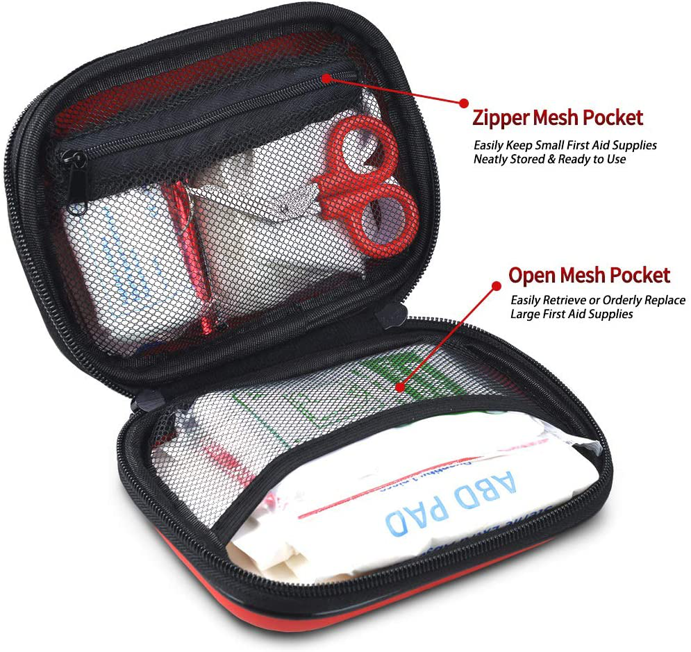 Skørter | I GO 85 Pieces Hard Shell Mini Compact First Aid Kit, Small Personal Emergency Survival Kit for Travel Hiking Camping Backpacking Marine Vehicle