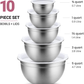 Skørter | Premium Stainless Steel Mixing Bowls with Tight Lids (Set of 5) Stackable Bowls for Space-Saving Storage, Easy Grip & Stability Design Mixing Bowl Set Versatile for Cooking, Baking, & Food Storage
