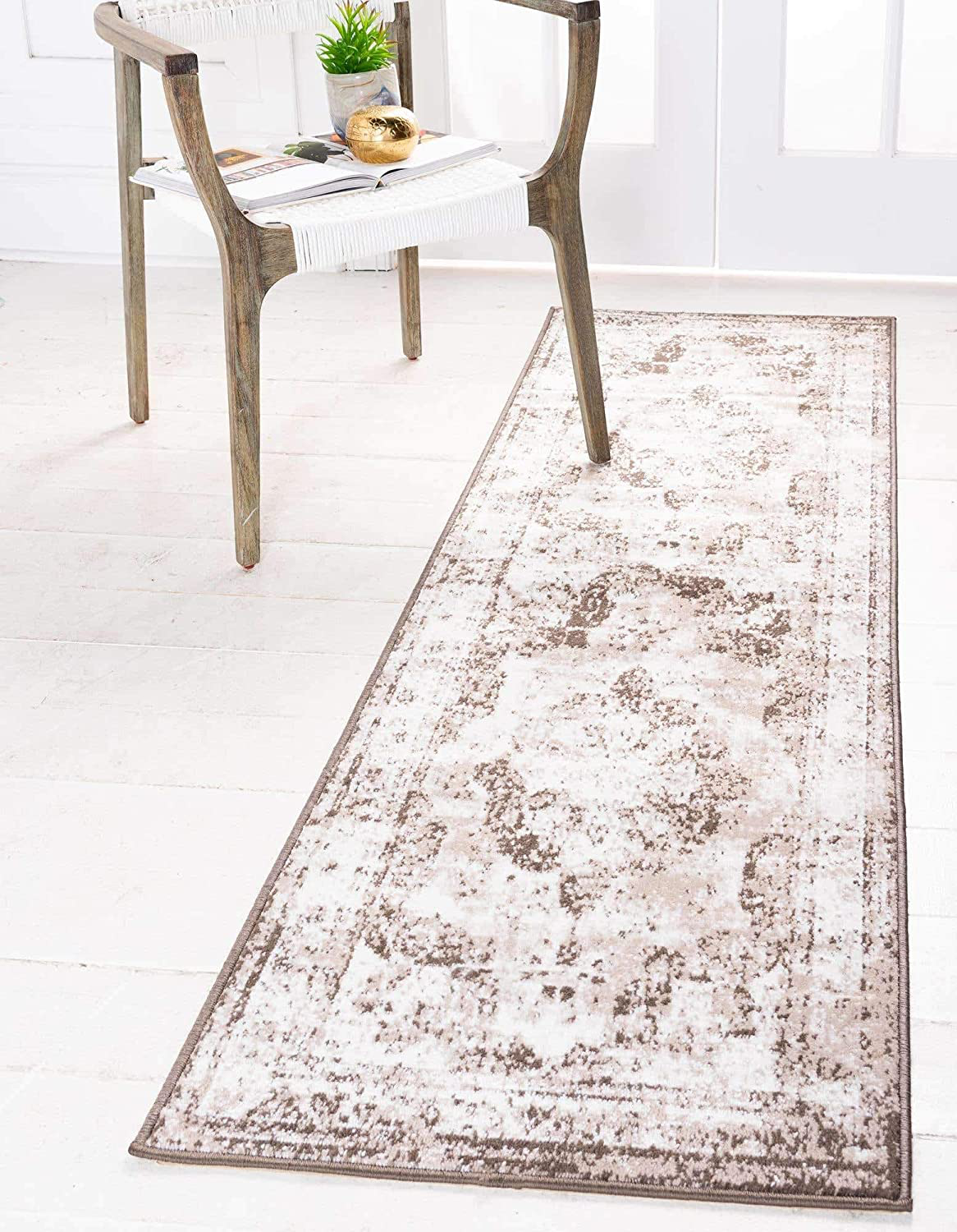 Skørter | Unique Loom Sofia Collection Area Traditional Vintage Rug, French Inspired Perfect for Any Home Decor, 2' 0 x 9' 10 Runner, Dark Brown/Light Brown