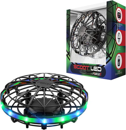 Skorter | Force1 Scoot LED Hand-operated Drone for Kids or Adults - Hands-free Motion Sensor Mini Drone, Easy Indoor Small UFO Toy Flying Ball Drone Toy for Boys and Girls (Red/Blue)
