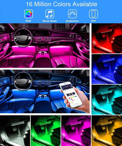 Skorter | Govee Interior Car Lights, LED Car Strip Lights with 2 Lines Waterproof Design, 48 LEDs App Control Car Light Kit, DIY Mode and Music Sync Under Dash Car Lighting with Car Charger, DC 12V