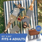 Skørter | Extra Large Picnic Blanket Double Layer for Outdoor Waterproof Practical Food Tote Our Summer Blue and White Striped for the Beach, Camping on Grass