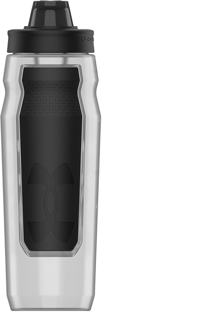 Skorter | Under Armour 32oz Playmaker Squeeze Water Bottle, Sanitary Lid Sleeve, High Flow Nozzle, Anti-Slip Handle, Finger Loop Carry, Fits in Bike Holder, Cycling, Gym, Hiking, All Sports