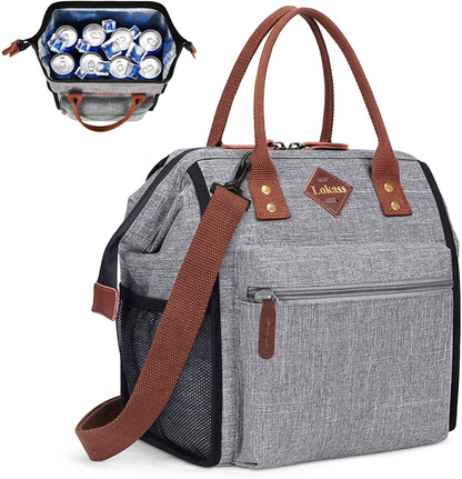 Skørter | LOKASS Leakproof Lunch Box for Women Insulated Lunch Cooler Bag Thermal Lunch Tote with Removable Shoulder Strap for Men Girls Adults Large Picnic Bag for Office Work College Outdoor, Gray
