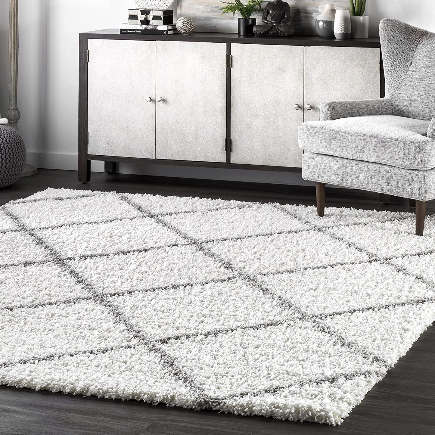 Skørter | nuLOOM Tess Cozy Soft & Plush Modern Area Rug, 4' Square, White