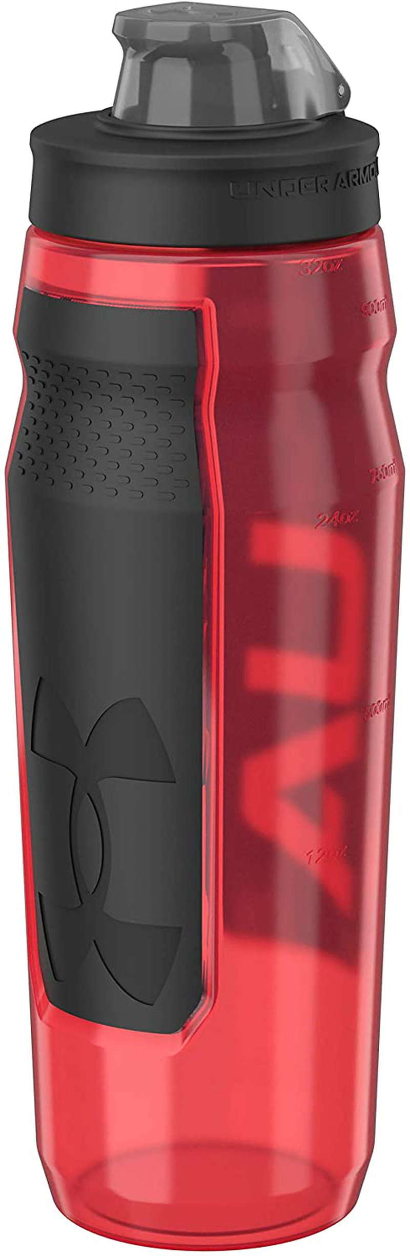 Skorter | Under Armour 32oz Playmaker Squeeze Water Bottle, Sanitary Lid Sleeve, High Flow Nozzle, Anti-Slip Handle, Finger Loop Carry, Fits in Bike Holder, Cycling, Gym, Hiking, All Sports