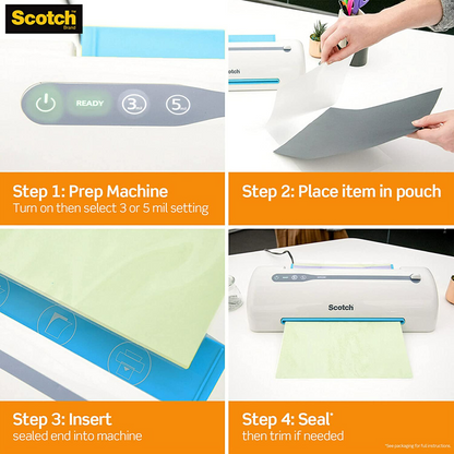 Skorter | 100 Pack Scotch Thermal Laminating Pouches, 8.9 X 11.4 Inches, Letter Size Sheets