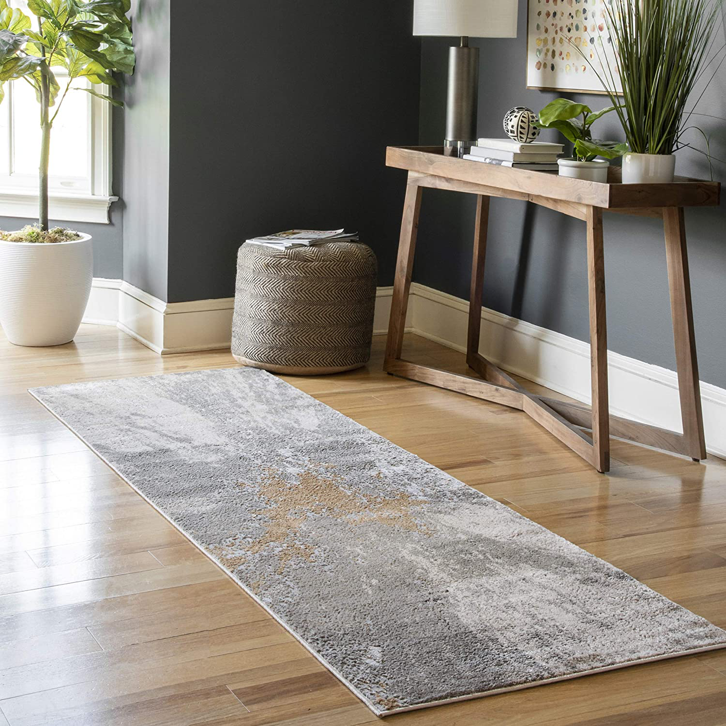 Skørter | nuLOOM Cyn Abstract Runner Rug, 2' 8" x 8', Silver
