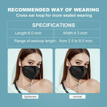 Skørter | KN95 Face Masks Black, 5-Layer Cup Dust Mask, Individually Packaged