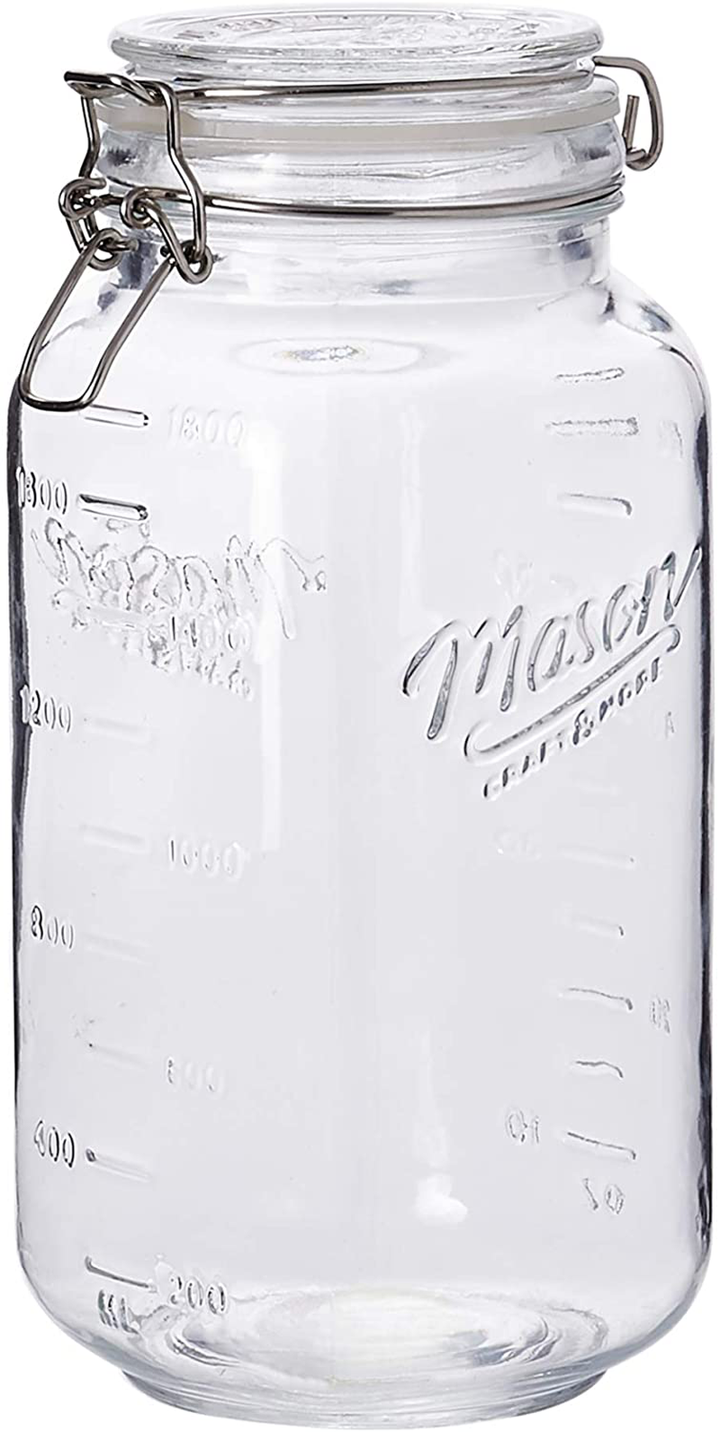Skorter | Mason Craft & More Airtight Kitchen Food Storage Clear Glass Clamp Glass, 4 Pack of 22 Ounce (0.65 Liter) Mini Clamp Glass