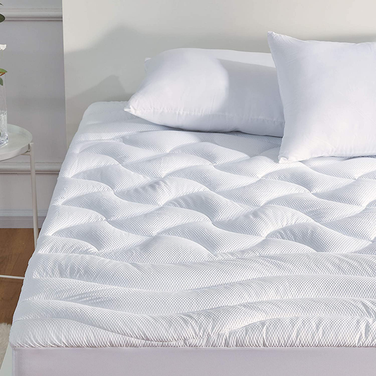 Skorter | Sleep Zone Premium Mattress Protector Cooling Overfilled Fluffy Soft Top Per Person Zone Design Up to 21 Inch Deep Pocket with Athletic Grade Elastic Skirt, White, Twin